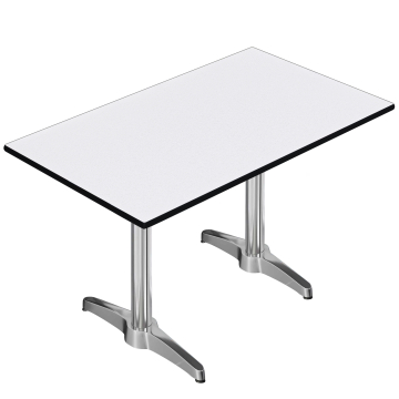 CPBL | HPL bistrotafel | B:D:H 120 x 70 x 78 cm | wit / aluminium | extra gewicht | rechthoekig