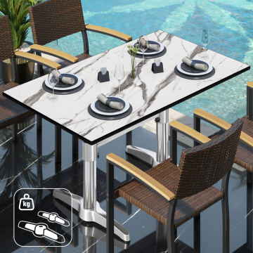 CPBL | HPL bistrotafel | B:D:H 120 x 70 x 78 cm | wit marmer / aluminium | extra gewicht | rechthoekig