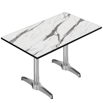 CPBL | HPL bistrotafel | B:D:H 120 x 70 x 78 cm | wit marmer / aluminium | extra gewicht | rechthoekig