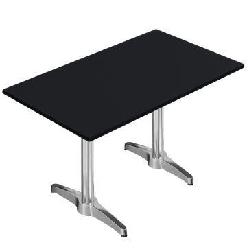 CPBL | HPL bistrotafel | B:D:H 120 x 70 x 78 cm | zwart / aluminium | extra gewicht | rechthoekig