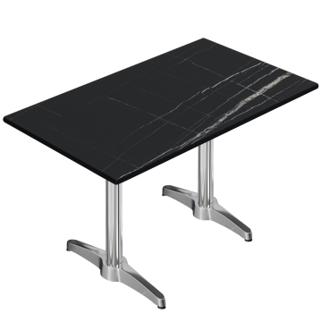 CPBL | HPL bistrotafel | B:D:H 120 x 70 x 78 cm | zwart marmer / aluminium | extra gewicht | rechthoekig