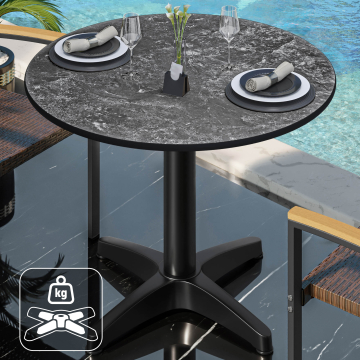 CPBL | HPL bistrotafel | Ø:H 60 x 78 cm | rots / aluminium | extra gewicht | rond