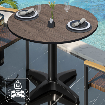 CPBL | HPL bistrotafel | Ø:H 60 x 78 cm | wengé / aluminium | extra gewicht | rond