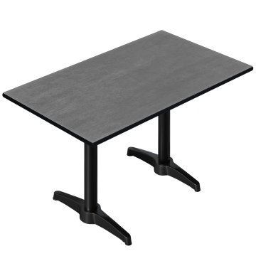 CPBL | HPL Bistrotisch | B:T:H 120 x 70 x 80 cm | Anthrazit / Aluminium Schwarz | Zusatzgewicht | Rechteckig