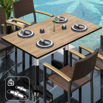 CPBL | HPL Bistrotisch | B:T:H 120 x 70 x 80 cm | Eiche / Aluminium | Zusatzgewicht | Rechteckig