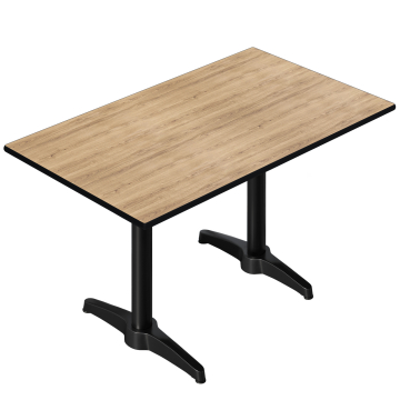 CPBL | HPL Bistrotisch | B:T:H 120 x 70 x 80 cm | Eiche / Aluminium | Zusatzgewicht | Rechteckig
