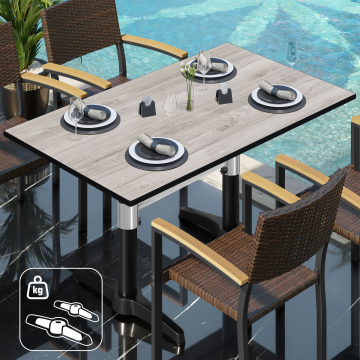 CPBL | HPL Bistrotisch | B:T:H 120 x 70 x 80 cm | Eiche-Weiß / Aluminium Schwarz | Zusatzgewicht | Rechteckig