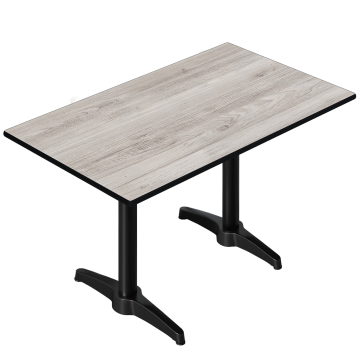 CPBL | HPL Bistrotisch | B:T:H 120 x 70 x 80 cm | Eiche-Weiß / Aluminium Schwarz | Zusatzgewicht | Rechteckig