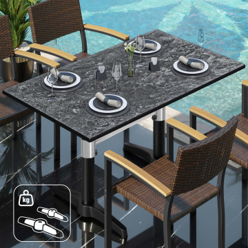 CPBL | HPL Bistrotisch | B:T:H 120 x 70 x 80 cm | Felsen / Aluminium | Zusatzgewicht | Rechteckig