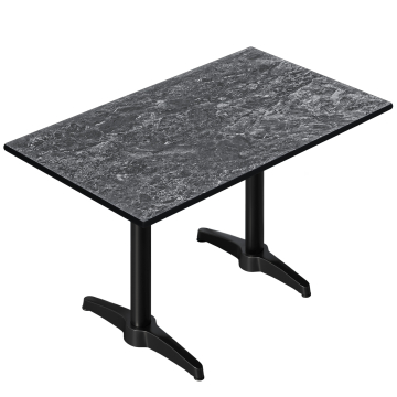 CPBL | HPL Bistrotisch | B:T:H 120 x 70 x 80 cm | Felsen / Aluminium | Zusatzgewicht | Rechteckig