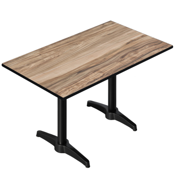 CPBL | HPL Bistrotisch | B:T:H 120 x 70 x 80 cm | Sheesham / Aluminium | Zusatzgewicht | Rechteckig