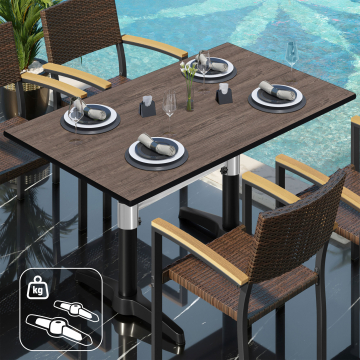 CPBL | HPL Bistrotisch | B:T:H 120 x 70 x 80 cm | Wenge / Aluminium | Zusatzgewicht | Rechteckig
