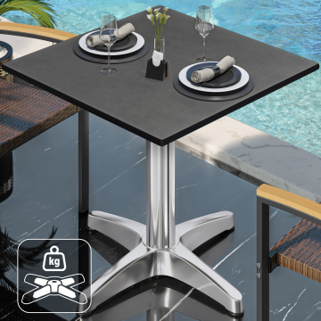 CPBL | HPL Bistrotisch | B:T:H 60 x 60 x 80 cm | Anthrazit / Aluminium | Zusatzgewicht | Quadratisch