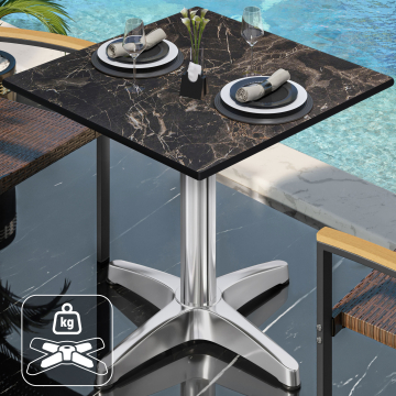 CPBL | HPL Bistrotisch | B:T:H 60 x 60 x 80 cm | Cappuccino-Marmor / Aluminium | Zusatzgewicht | Quadratisch