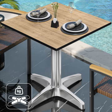 CPBL | HPL Bistrotisch | B:T:H 60 x 60 x 80 cm | Eiche / Aluminium | Zusatzgewicht | Quadratisch