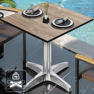 CPBL | HPL Bistrotisch | B:T:H 60 x 60 x 80 cm | Eiche / Aluminium | Zusatzgewicht | Quadratisch