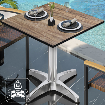 CPBL | HPL Bistrotisch | B:T:H 60 x 60 x 80 cm | Sheesham / Aluminium | Zusatzgewicht | Quadratisch