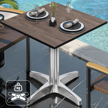 CPBL | HPL Bistrotisch | B:T:H 60 x 60 x 80 cm | Wenge / Aluminium | Zusatzgewicht | Quadratisch