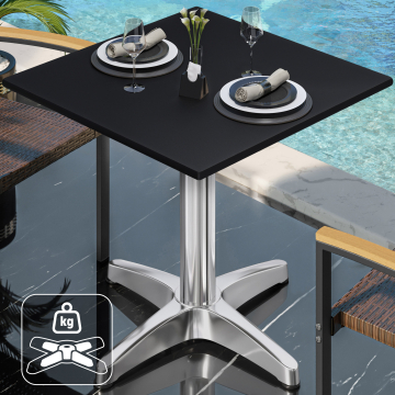 CPBL | HPL Bistrotisch | B:T:H 70 x 70 x 80 cm | Schwarz / Aluminium | Zusatzgewicht | Quadratisch