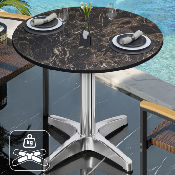 CPBL | HPL Bistrotisch | Ø:H 60 x 78 cm | Cappuccino-Marmor / Aluminium | Zusatzgewicht | Rund