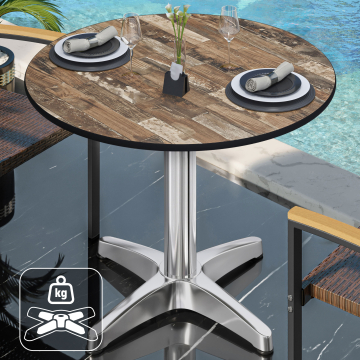 CPBL | HPL Bistrotisch | Ø:H 60 x 78 cm | Vintage Old / Aluminium | Zusatzgewicht | Rund