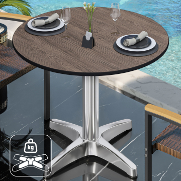 CPBL | HPL Bistrotisch | Ø:H 60 x 78 cm | Wenge / Aluminium | Zusatzgewicht | Rund