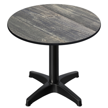 CPBL | HPL Bistrotisch | Ø:H 70 x 80 cm | Rustikal Kiefer / Aluminium | Zusatzgewicht | Rund