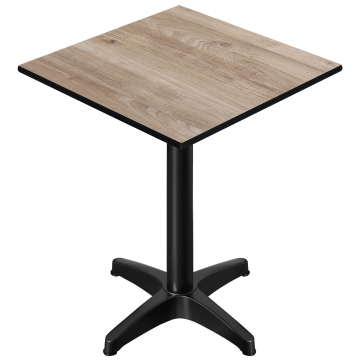 CPBL | HPL Compact Bistro Pöytä | 60 x 60 x 110 cm | Kokoontaitettava + Lisäpaino | Rustiikkinen tammi / Musta