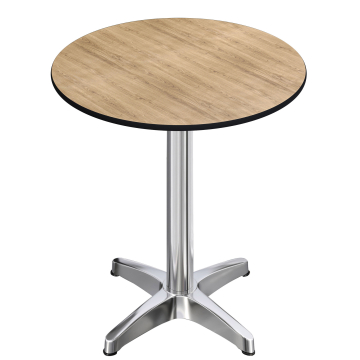 CPBL | HPL Compact Bistro Stół Wysoki | Ø 70 x 110 cm | + Dodatkowy ciężar | Dąb / Aluminium