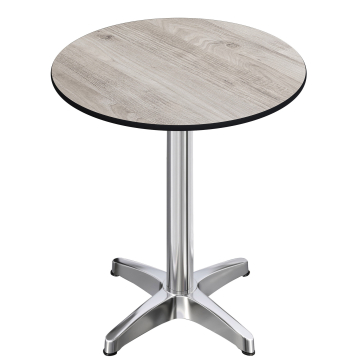 CPBL | HPL Compact Bistro Stół Wysoki | Ø 70 x 110 cm | + Dodatkowy ciężar | Dąb Biały / Aluminium