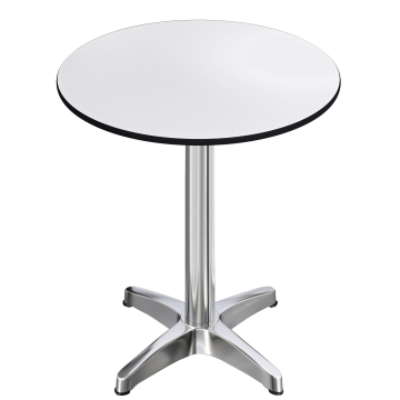 CPBL | HPL Compact Bistro Stół Wysoki | Ø 70 x 110 cm | Składany + Dodatkowy ciężar | Biały / Aluminium