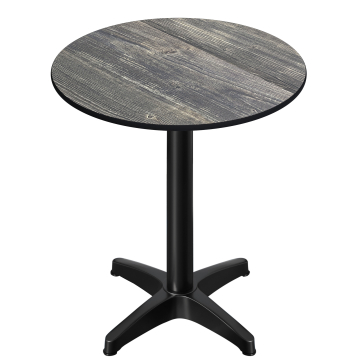 CPBL | HPL Compact Bistro Stół Wysoki | Ø 70 x 110 cm | Składany + Dodatkowy ciężar | Rustykalny Sosna / Czarny