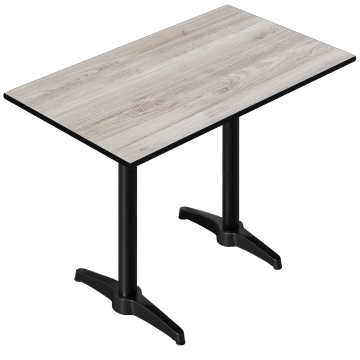 CPBL | HPL Compact Bistro Staantafel | 120 x 70 x 110 cm | Eiken Wit / Zwart | Rechthoekig