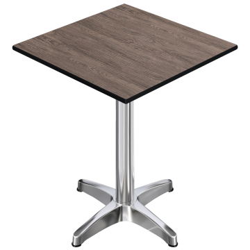 CPBL | HPL Compact Bistro Staantafel | 60 x 60 x 110 cm | + Extra Gewicht | Licht Wengé / Aluminium