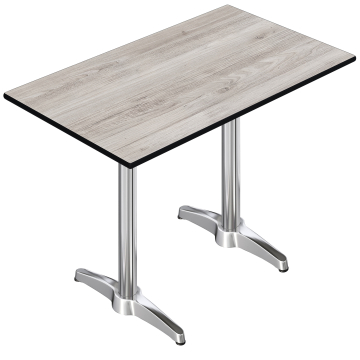 CPBL | HPL Compact Bistro Stehtisch | 120 x 70 x 110 cm | Eiche Weiß / Silber | Rechteckig