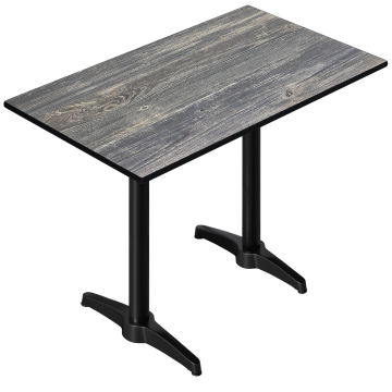 CPBL | HPL Compact Bistro Stehtisch | 120 x 70 x 110 cm | Rustikale Kiefer / Schwarz | Rechteckig