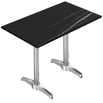 CPBL | HPL Compact Bistro Stehtisch | 120 x 70 x 110 cm | Schwarz Marmor / Silber | Rechteckig
