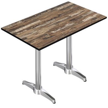CPBL | HPL Compact Bistro Stehtisch | 120 x 70 x 110 cm | Vintage Old / Silber | Rechteckig