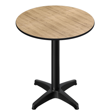 CPBL | HPL Compact Bistro Stehtisch | Ø 60 x 110 cm | Klappbar + Zusatzgewicht | Eiche / Schwarz