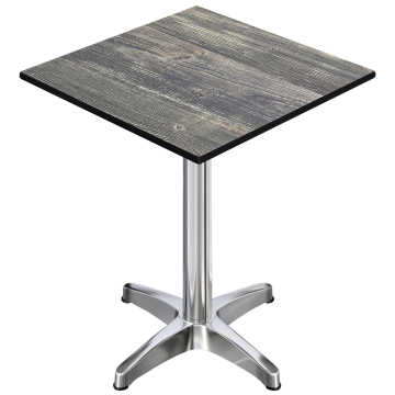 CPBL | HPL Compact Bistro Tavolo Alto | 60 x 60 x 110 cm | Pieghevole + Peso Aggiuntivo | Pino Rustico / Alluminio