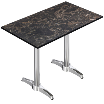 CPBL | HPL Compact Bistro Table | 130 x 80 x 110 cm | Cappuccino Marble / Silver | Rectangular