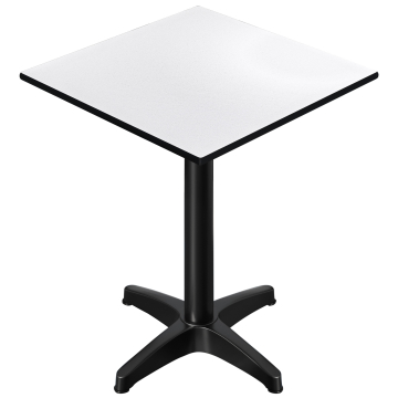 CPBL | HPL Compact Bistro Table | 70 x 70 x 110 cm | Pliable + Poids supplémentaire | Blanc / Noir
