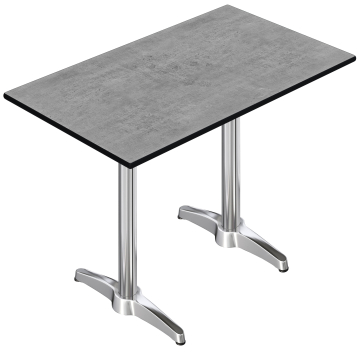 CPBL | HPL Compact Bistro Table Haute | 130 x 80 x 110 cm | Béton / Argent | Rectangulaire