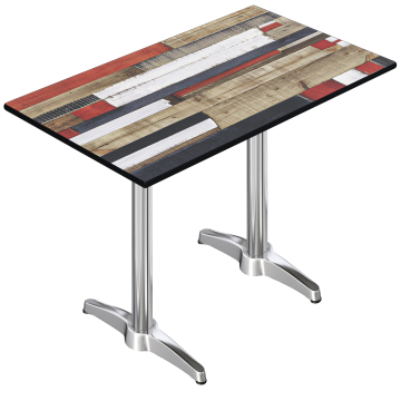 CPBL | HPL Compact Bistro Table Hauteur | 130 x 80 x 110 cm | Vintage Coloré / Argent | Rectangulaire