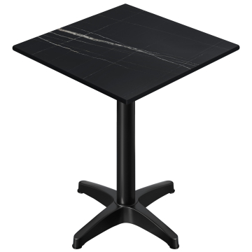CPBL | HPL Compact Bistro Tavolo Alto | 60 x 60 x 110 cm | + Peso aggiuntivo | Marmo Nero / Nero