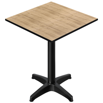 CPBL | HPL Compact Bistro Tavolo Alto | 70 x 70 x 110 cm | + Peso Aggiuntivo | Quercia / Nero