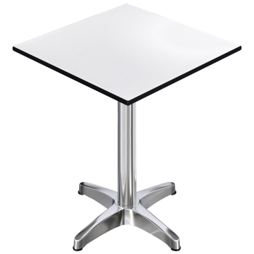CPBL | HPL Compact Bistro Tavolo Alto | 70 x 70 x 110 cm | Pieghevole + Peso aggiuntivo | Bianco / Alluminio