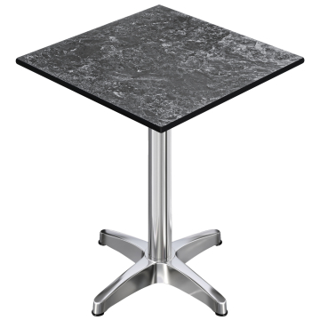 CPBL | HPL Compact Bistro Tavolo Alto | 70 x 70 x 110 cm | Pieghevole + Peso Aggiuntivo | Roccia / Alluminio