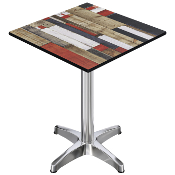 CPBL | HPL Compact Bistro Tavolo da Stare | 70 x 70 x 110 cm | + Peso Aggiuntivo | Vintage Colorato / Alluminio