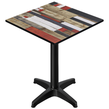 CPBL | HPL Kompakt Bistro Steintabell | 60 x 60 x 110 cm | + Ekstra vekt | Vintage Fargerik / Svart